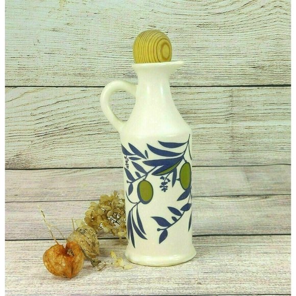 Olive Oil Ceramic Bottle Dispenser Handmade Painted Home Kitchen Decoration - Picture 6 of 9
